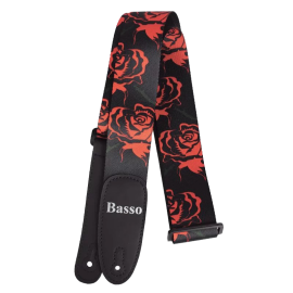 CORREA BASSO PARA GUITARRA Y BAJO RED ROSES POP ART