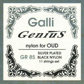 string set oud, silverplated, black nylon, 11 stri