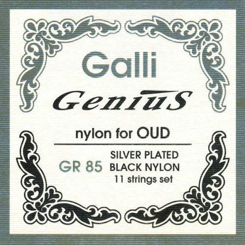 string set oud, silverplated, black nylon, 11 stri