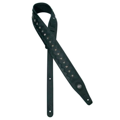CORREA GUITARRA GAUCHO PIEL NEGRO/ESTRELLAS CROMO