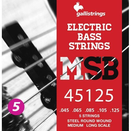 string set electric 5-string bass, steel medium, 0