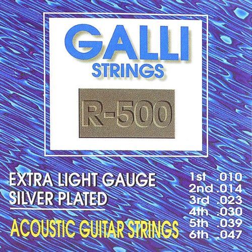 string set acoustic, silverplated wound, 010-014-0