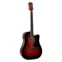 GUITARRA ACÚSTICA RICHWOOD ELECTRIFICADA DREADNOUHT ROJO SUNBURST