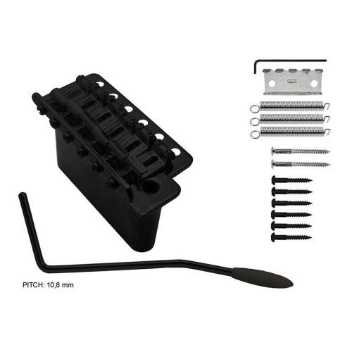 tremolo, pitch 10,8mm, with screws, zinc block, bl