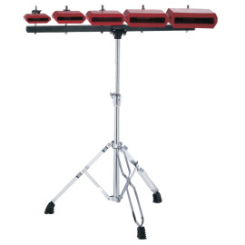 JUEGO DE 5 CENCERROS JINBAO METAL ROJOS CON SOPORTE