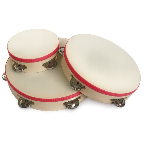 PANDERETA RITMO CON RIBETE ROJO 25CM