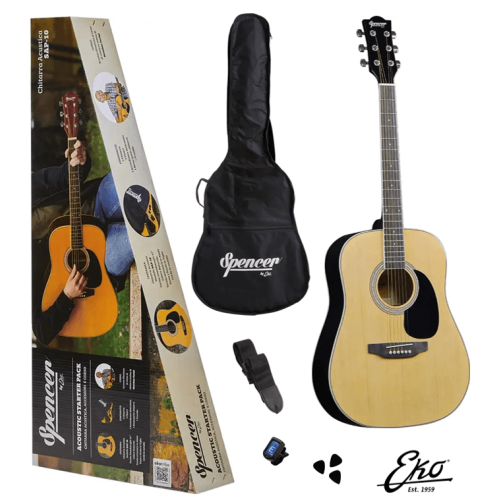 Pack guitarra acústica Spencer by Eko SA-10 Natural + accesorios