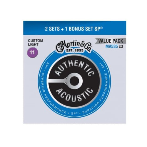 JUEGO ACÚSTICA AUTHENTIC SP PHOSPHOR BRONZE 92/8 CUSTOM LIGHT 11-52 Pack 3 Ud