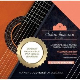 Set de cuerdas guitarra Solera Flamenca acompañamiento tensión media-alta. 2 Juegos de bordones 4/4