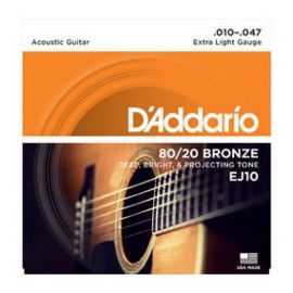 Juego Cuerdas Guitarra Acústica D'Addario EJ-10 010-047