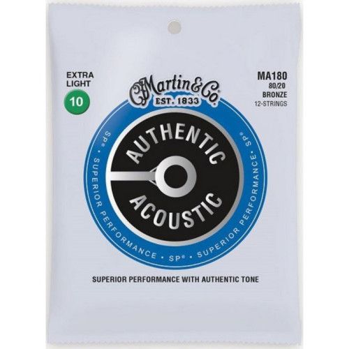 Juego 12 Cuerdas Guitarra Acústica Martin MA-180 Bronce 80/20 010-047