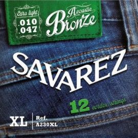 Juego 12 Cuerdas Guitarra Acústica Savarez A230XL Bronze 010-047