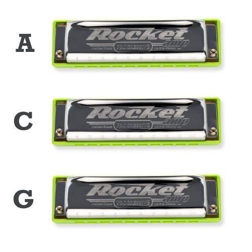 Propack 3 Armónicas Hohner New Rocket Amp A-C-G M2015PP
