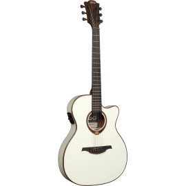 GUITARRA ACÚSTICA LÂG AUDITORIUM SLIM CUTAWAY TRAMONTANE 118 A/E - IVORY WHITE