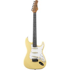 Guitarra eléctrica Eko Starter ST300 tipo Strat - Crema