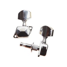 Clavijas cromadas de afinación para guitarras acústicas. Disposición 3+3