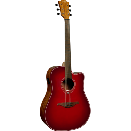 GUITARRA ACÚSTICA LAG DREADNOUGHT A/E CUTAWAY - EDICIÓN LIMITADA RED BURST