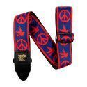 CORREA GUIT/ BAJO JACQUARD - RED & BLUE PEACE LOVE DOVE