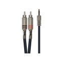 Cable de 3 metros de longitud. Mini jack stereo macho a 2 RCA macho