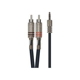 Cable de 3 metros de longitud. Mini jack stereo macho a 2 RCA macho