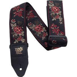 CORREA GUIT/ BAJO JACQUARD POLYPRO - "RED ROSE"