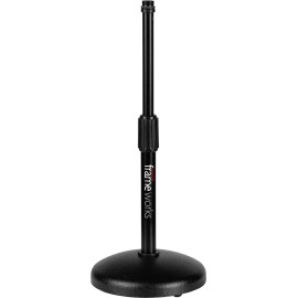 Soporte de micro de sobremesa base redonda con altura regulable