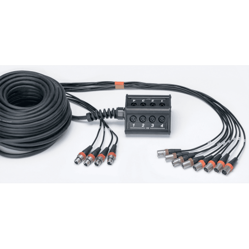 Caja de escenario XLR de 8 entradas y 4 salidas, cable de 15 m