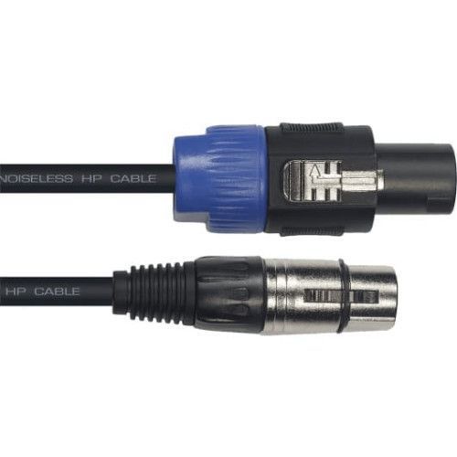 Cable de 9 metros de largo. De XLR hembra a 2 Speakon de 1,5 mm