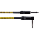 Cable de guitarra jack recto/acodado tweed 3m amarillo