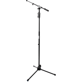 SOPORTE DE MICRÓFONO DE SUELO CON BASE TRÍPODE, ALTURA REGULABLE Y MANGO ERGONÓMICO