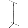 SOPORTE DE MICRÓFONO DE SUELO CON BASE TRÍPODE, ALTURA REGULABLE Y MANGO ERGONÓMICO