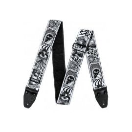 CORREA GUIT/ BAJO I LOVE DUST SKULLS - Black/White