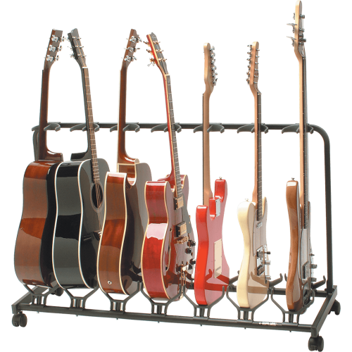 SOPORTE GUITARRA 7 UNIDADES CON RUEDAS