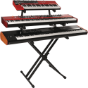 SOPORTE TECLADO QL723 FORMATO ""X"" 3 NIVELES / DOBLE PERFIL - NEGRO