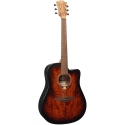 GUITARRA CÚSTICA LÂG DREADNOUGHT CUTWAY TRAMONATNE 70 A/E - BLACK & BROWN