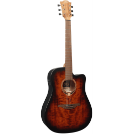 GUITARRA CÚSTICA LÂG DREADNOUGHT CUTWAY TRAMONATNE 70 A/E - BLACK & BROWN