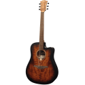 GUITARRA CÚSTICA LÂG DREADNOUGHT CUTWAY TRAMONATNE 70 A/E - BLACK & BROWN