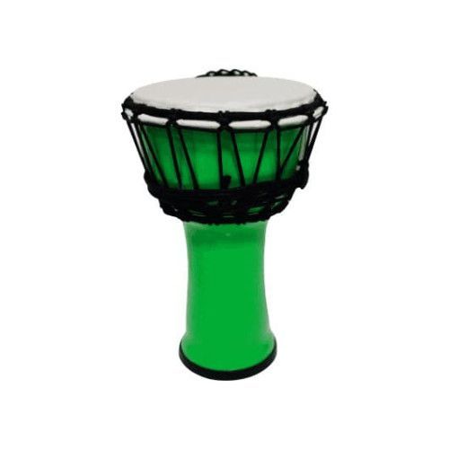 Djembe de 7? construído con PVC. Plastico de color verde fluorescente