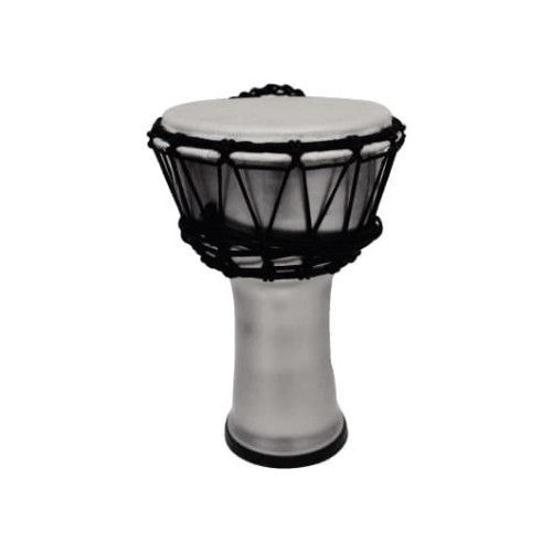 Djembe de 7? construído con PVC. Plastico de color plata