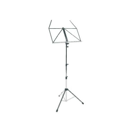 Atril con soporte de pie. Base metálica de color negro. Soporte para libros y cuadernos cromado