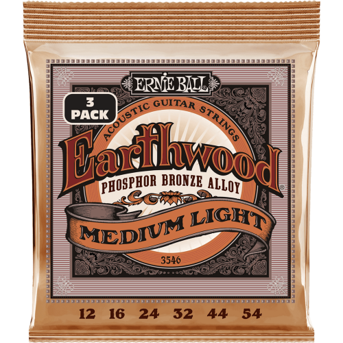 JUEGO ACÚSTICA EARTHWOOD 92/8 PHOSPHOR BZ. MEDIUM LIGHT 12-54 TRIPACK (3)
