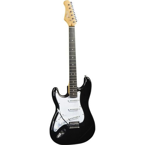 Guitarra eléctrica Eko Starter ST300 tipo Strat - Negra (zurdos)
