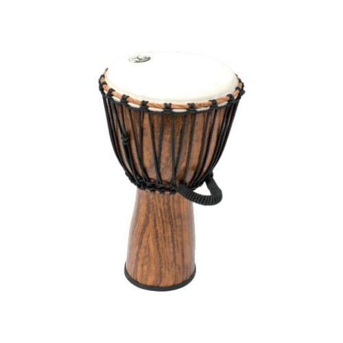 Djembe de 12? construído en PVC con diseño que imita a la madera. Permite regular la tensión para o