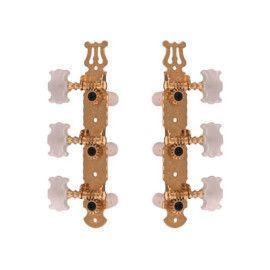 Clavijeros para guitarra clásica en forma de mariposa. Puente de clavijas metálico en color dorado