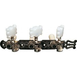 Clavijeros para guitarra clásica en forma de mariposa. Puente de clavijas metálico y clavijas de pl