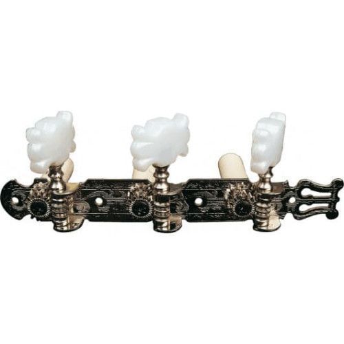 Clavijeros para guitarra clásica en forma de mariposa. Puente de clavijas metálico y clavijas de pl