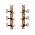 Clavijeros para guitarra clásica en forma de mariposa. Puente metálico en color dorado. Clavijas de