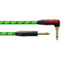 Cable de instrumento jack-jack acodado Silent verde UV 3m