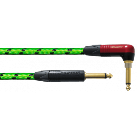 Cable de instrumento jack-jack acodado Silent verde UV 3m