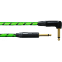 Cable de instrumento jack-jack acodado verde UV 6m